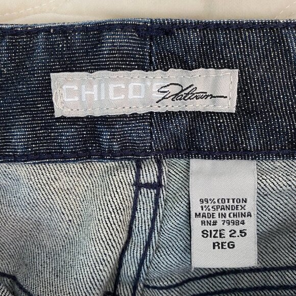 Chico's Platnum Jeans Ultimate Fit Boot Leg Blue Jeans Size 2.5 Reg - Picture 5 of 11